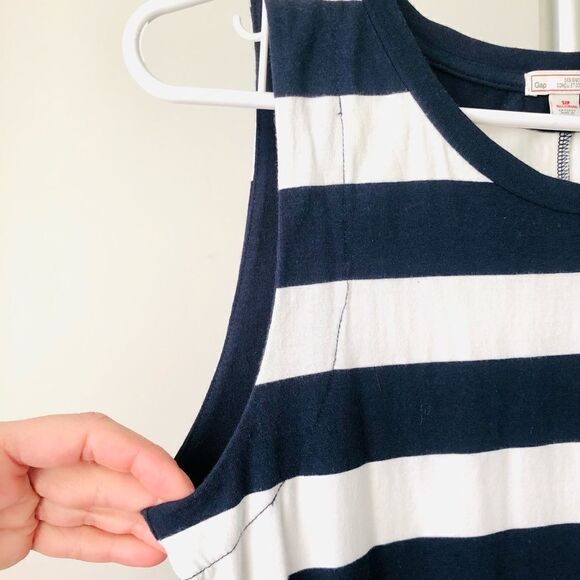 GAP‎ Navy Blue & White Stripe Sleeveless Bodycon Dress Sz S - Picture 1 of 5